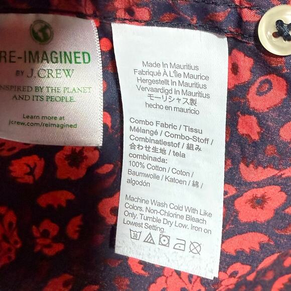 J Crew L Slim Untucked Secret Wash Buttoned‎ Floral Shirt 2-Ply Formal Wedding - Picture 9 of 10